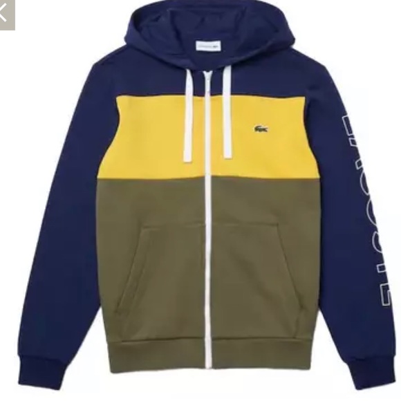 NWT Lacoste Men's Colorblock Fleece "Olive" Jacket - Picture 2 of 2